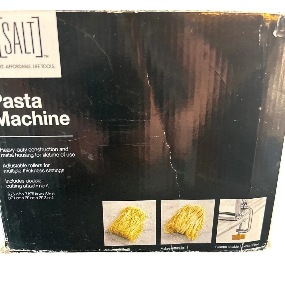 SALT Manual Pasta Machine 01-0201-B Chrome Steel Spaghetti Fettuccine Maker‎ Box